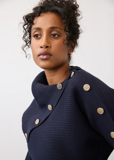 Women's French Dressing | Envelope Collar Sweater | Blueberry