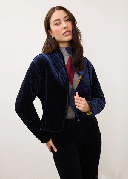 Women's French Dressing | Reversible Quilted Jacket | Blueberry / Brass