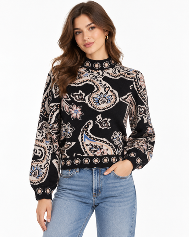 Women's THML| Knit Crew-Neck Sweater | Black