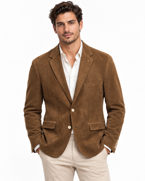 Men's Enzo | Vegan Suede Jacket | Tobacco