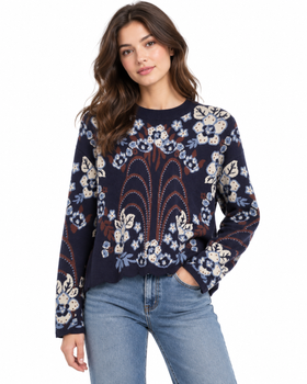Women's THML| Knit Crew-Neck Sweater | Navy
