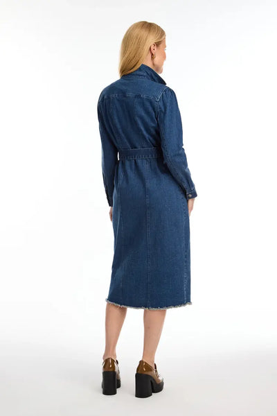 Women's French Dressing | Midi Denim Dress with Belt | Medium Blue Wash