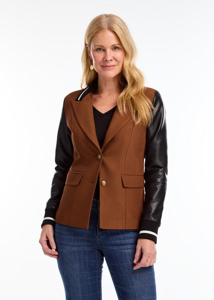 Women's French Dressing | Mixed Media Blazer | Espresso