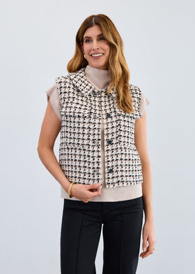 Women's French Dressing | Tweed Vest | Ivory/Black