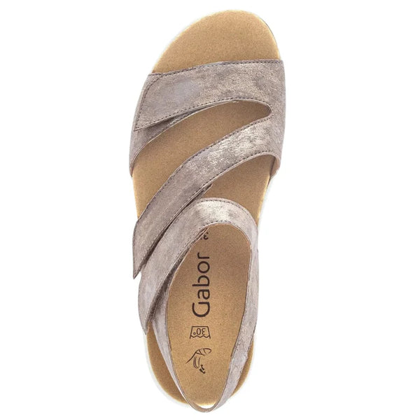 Women's Gabor Shoes | Caruso 3 Strap Platform Sandal | Beige Metallic