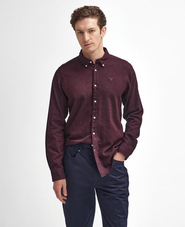 Men's Barbour | Tainsbury Tailored Fleck Twill Shirt | Merlot