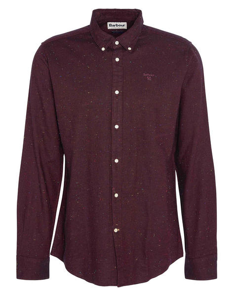 Men's Barbour | Tainsbury Tailored Fleck Twill Shirt | Merlot