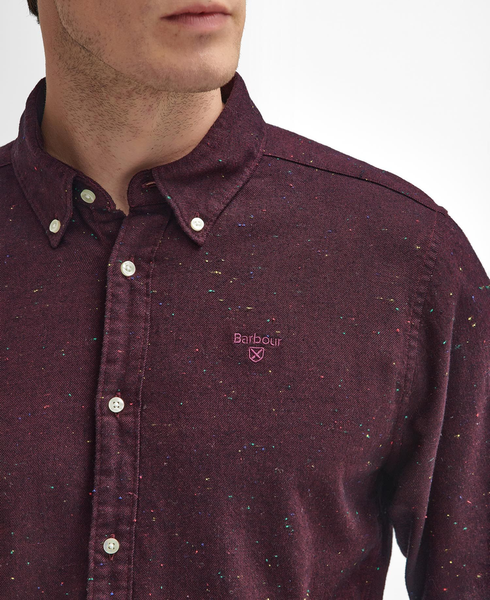 Men's Barbour | Tainsbury Tailored Fleck Twill Shirt | Merlot