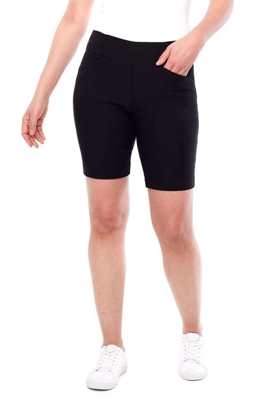 Women's Up! | Classic Tailored Pull On Slim Fit Shorts | Black