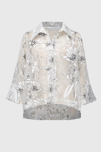 Women's Joseph Ribkoff | Organza Floral Print Cover Up | White