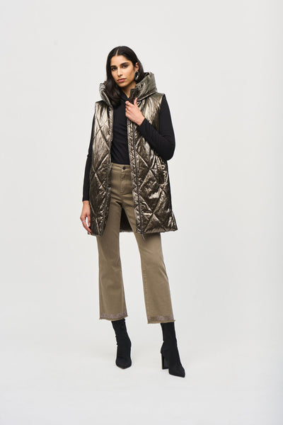 Women's Joseph Ribkoff | Quilted Hooded Puffer Vest | Taupe