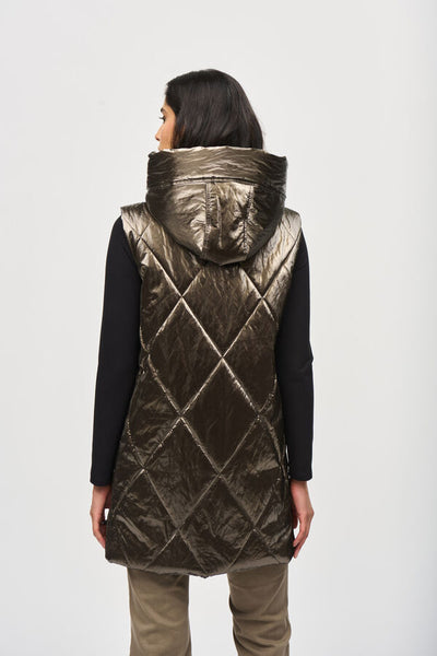 Women's Joseph Ribkoff | Quilted Hooded Puffer Vest | Taupe