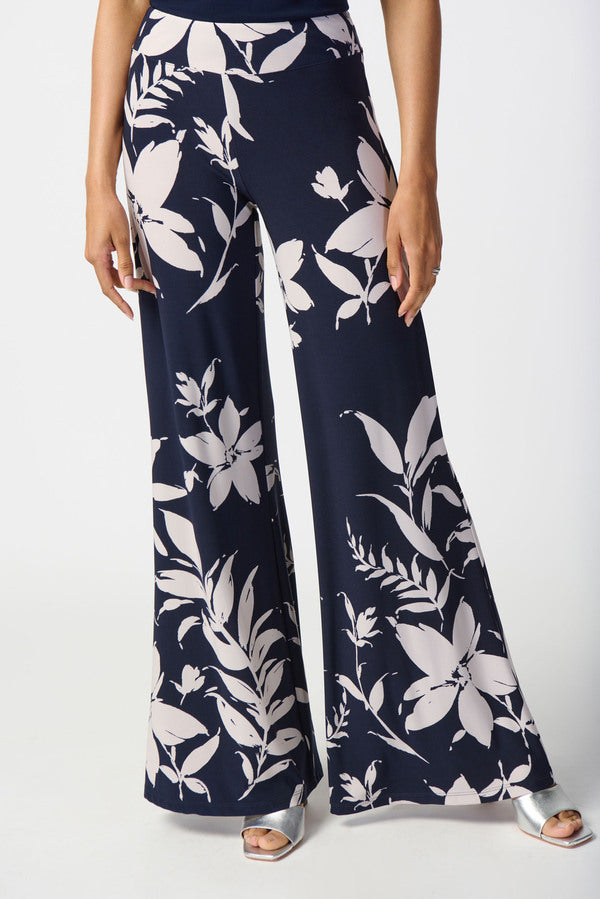 Women's Joseph Ribkoff Floral Print Wide Leg Pants Midnight