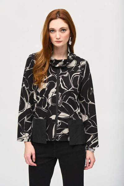 Women's Joseph Ribkoff | Abstract Print Cowl Neck Top | Black