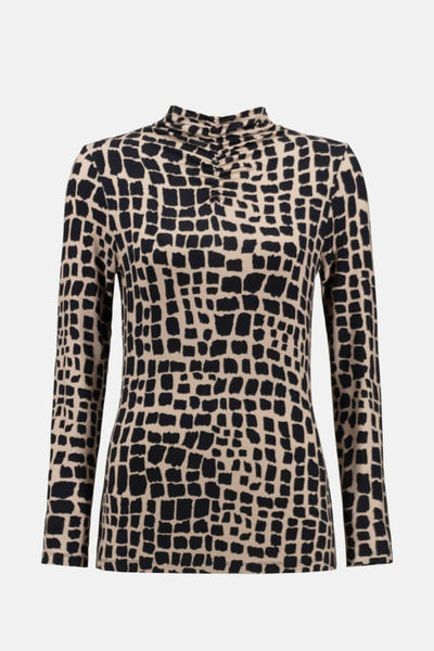 Women's Joseph Ribkoff | Ruched and Printed Top | Black Latte