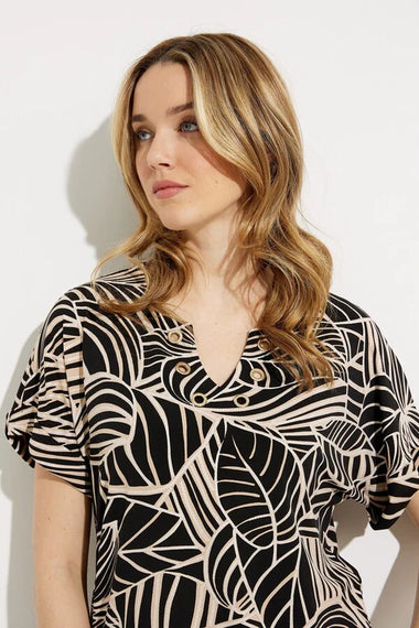 Women's Joseph Ribkoff | Lively Palm Print Top  | Black