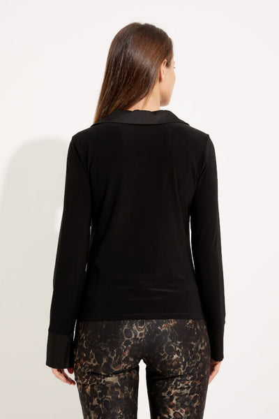 Women's Joseph Ribkoff | Notched Collar Ruched Top | Black