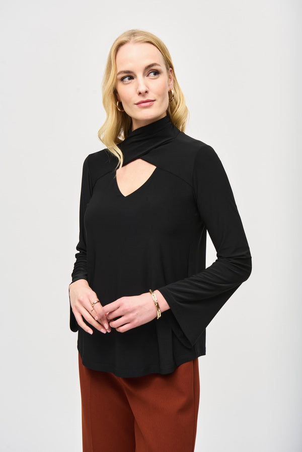 Women s Joseph Ribkoff High Neck Keyhole Top Black FLCrooks