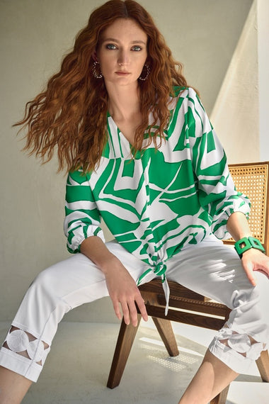 Women's Joseph Ribkoff | Print Tie Detail Blouse | Green