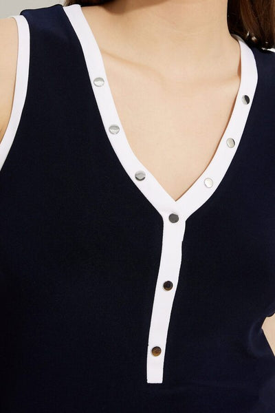 Women's Joseph Ribkoff | Contrast Trim Sleeveless Top | Midnight Blue