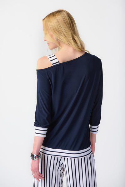Women's Joseph Ribkoff | Striped Detail  Asymmetric Top | Midnight Blue