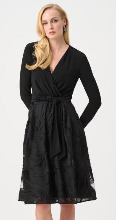 Women's Joseph Ribkoff | Floral V-neck Wrap Dress | Black