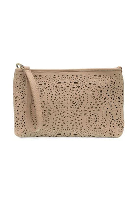 Women's Joy Susan | Quinn Lazer Cut Eyelet 3-in-1 Convertible Crossbody Clutch | Tan