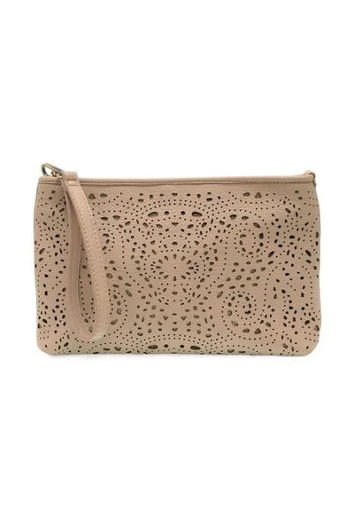 Women's Joy Susan | Quinn Lazer Cut Eyelet 3-in-1 Convertible Crossbody Clutch | Tan