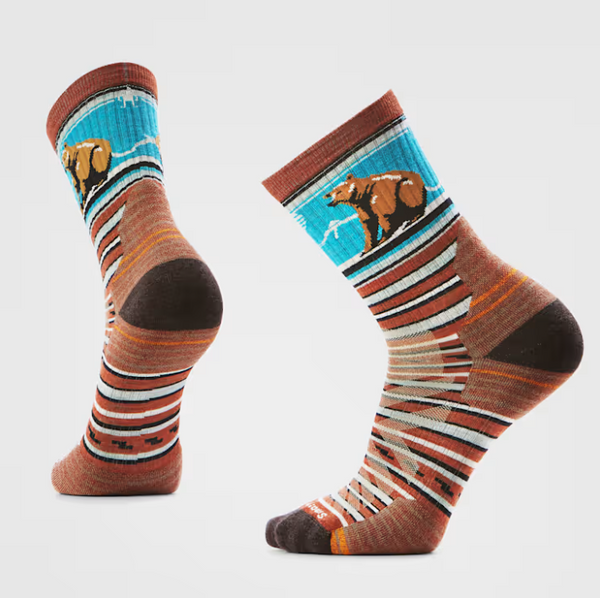 Men's Smartwool | Hike Bear Stripe Mid Crew Socks | Picante