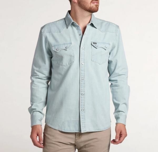 Men's Howler Bros | Dust Up Denim Snapshirt | Light Wash