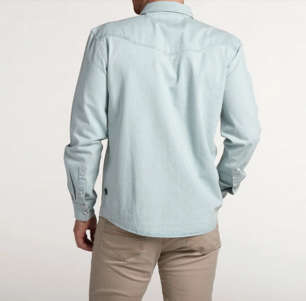 Men's Howler Bros | Dust Up Denim Snapshirt | Light Wash