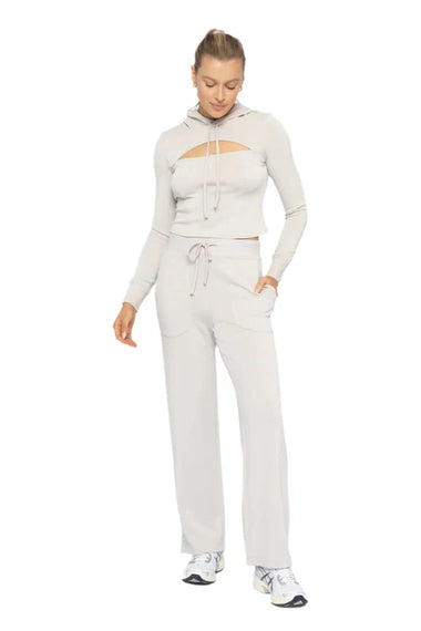 Women's Mono B | Cozy Comfort Wide Leg Lounge Pants | Pale Grey