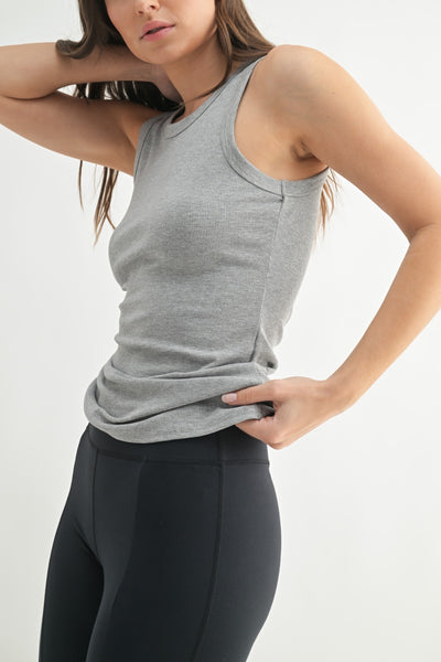 Women's Mono B | Essential Micro Ribbed Athleisure Tank Top | Grey