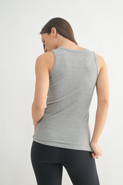 Women's Mono B | Essential Micro Ribbed Athleisure Tank Top | Grey