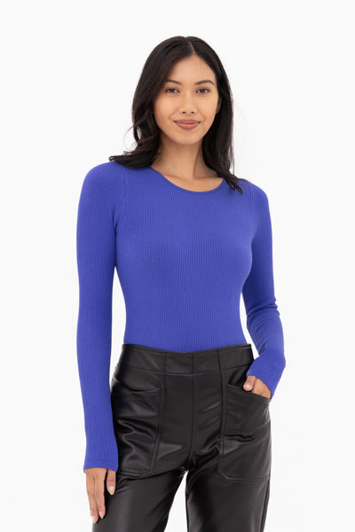 Women's Mono B | Ribbed Seamless Long Sleeve Body Suit | Night Blue