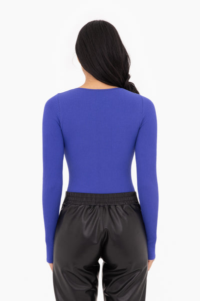 Women's Mono B | Ribbed Seamless Long Sleeve Body Suit | Night Blue