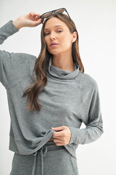 Women's Mono B | Brushed Hacci Cowl Neck Pullover | Urban Grey