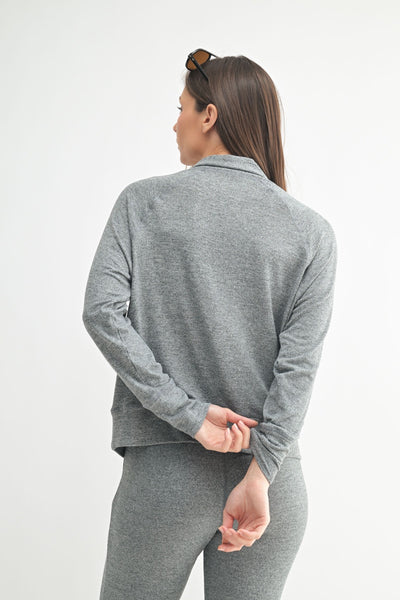 Women's Mono B | Brushed Hacci Cowl Neck Pullover | Urban Grey