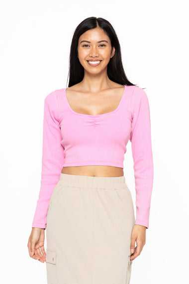Women's Mono B | Sweetheart Rib Crop Top | Fuchsia Pink