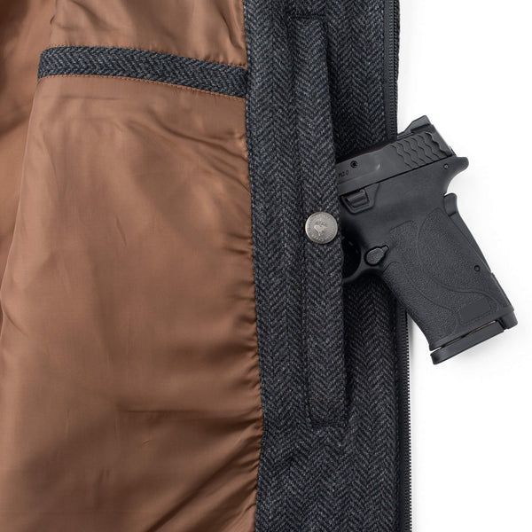 Men's Madison Creek | Kennesaw Concealed Carry Quilted Wool Vest | Charcoal Detail
