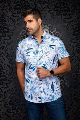Men's Au Noir | Stretch Short Sleeves Benje | Light Blue
