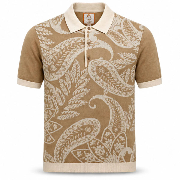 Men's Cigar | Short Sleeve Knit Polo | Sand