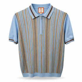 Men's Cigar | Short Sleeve Knitted Color Polo | Sky