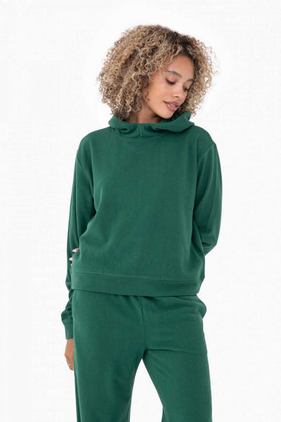 Women's Mono B | Comfort Blend Fleece Hoodie Pullover | Hunter Green