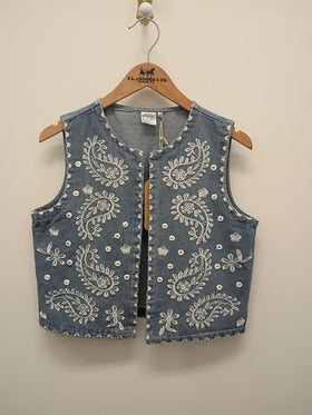 Women's Original | Emboidered Denim Vest | Medium Wash