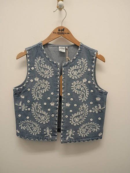 Women's Original | Emboidered Denim Vest | Medium Wash