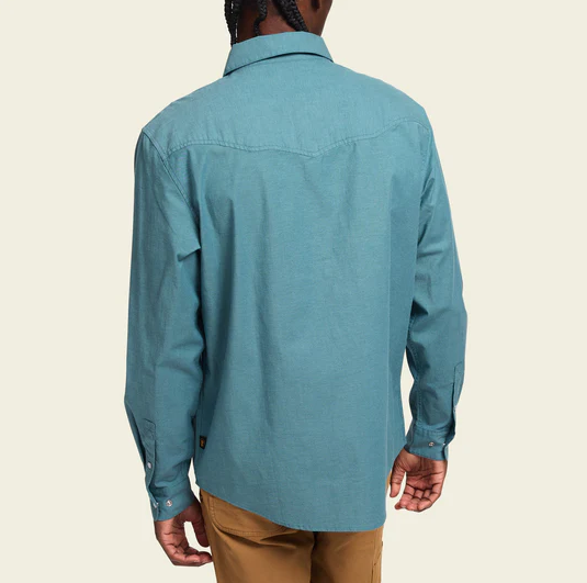 Men's Howler Bros | Crosscut Deluxe Snapshirt | Teal Oxford : Noche de Paz