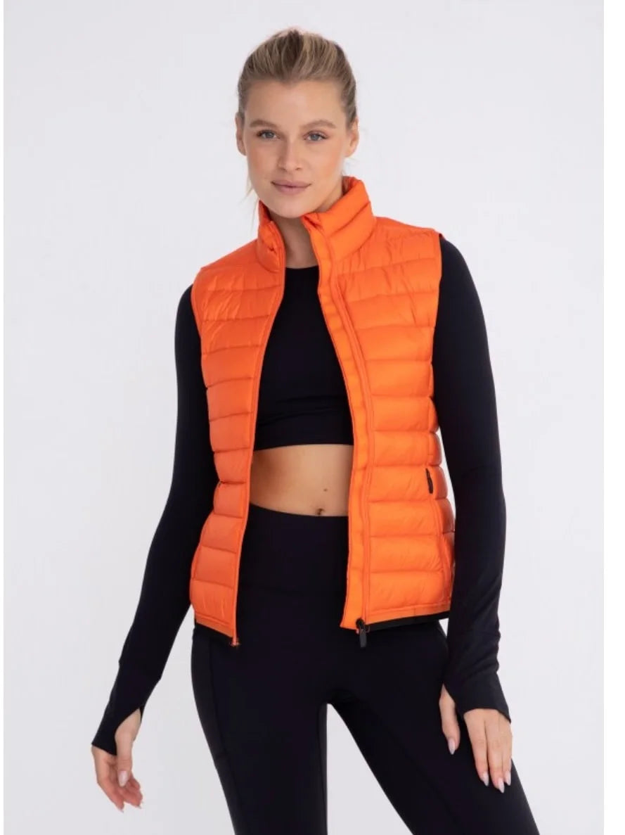 Women s Mono B Padded Puffer Vest Orange FLCrooks