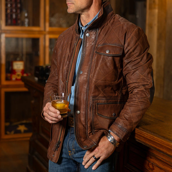 Men's Madison Creek | Sedona Waxed Goat Suede Leather Jacket | Bourbon
