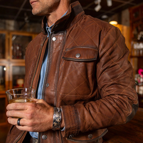 Men's Madison Creek | Sedona Waxed Goat Suede Leather Jacket | Bourbon